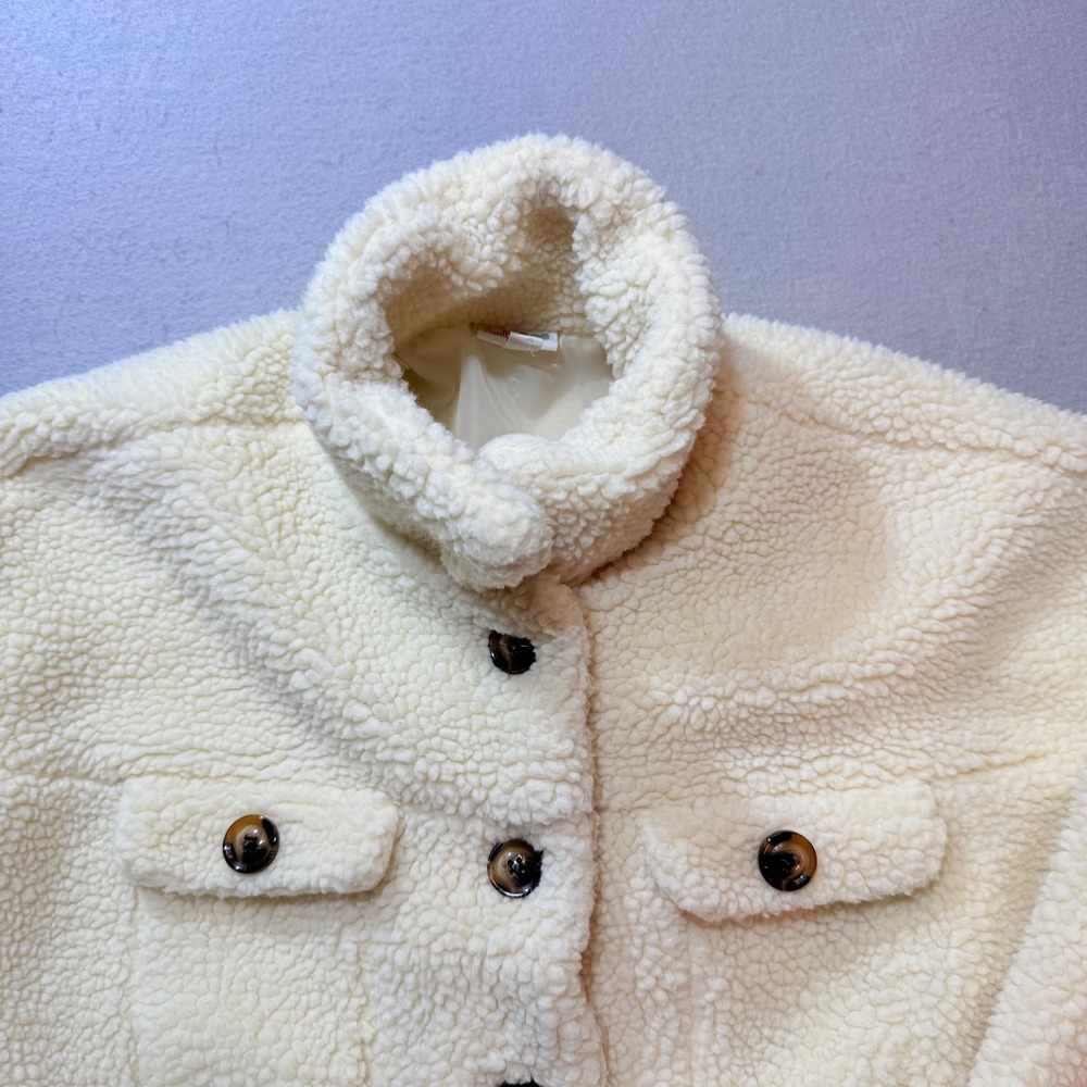 Lularoe Cream Teddy Bear Sherpa Jacket Button‎ Up Warm Coat Large - Picture 2 of 7
